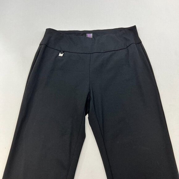 Slim Sation Womens Black Elastic Waist Straight Leg Pull On Ankle Pants Size 6 - Picture 2 of 8